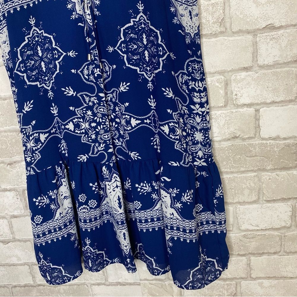 Lovers + Friends Blue & White Sleeveless Temple Dress Size M - Picture 6 of 16